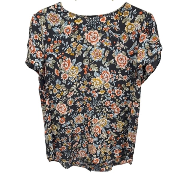 LOFT Floral Print Short Sleeve Blouse Womens Size Small - Picture 1 of 4